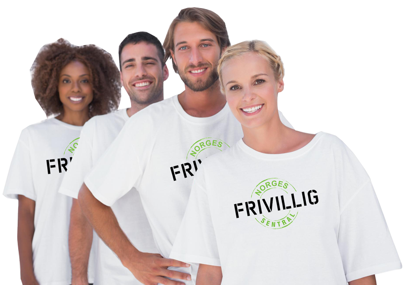 4 personer med Frivilligsentralen t-skjorte