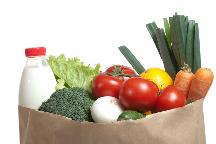 Matvarer i papirpose